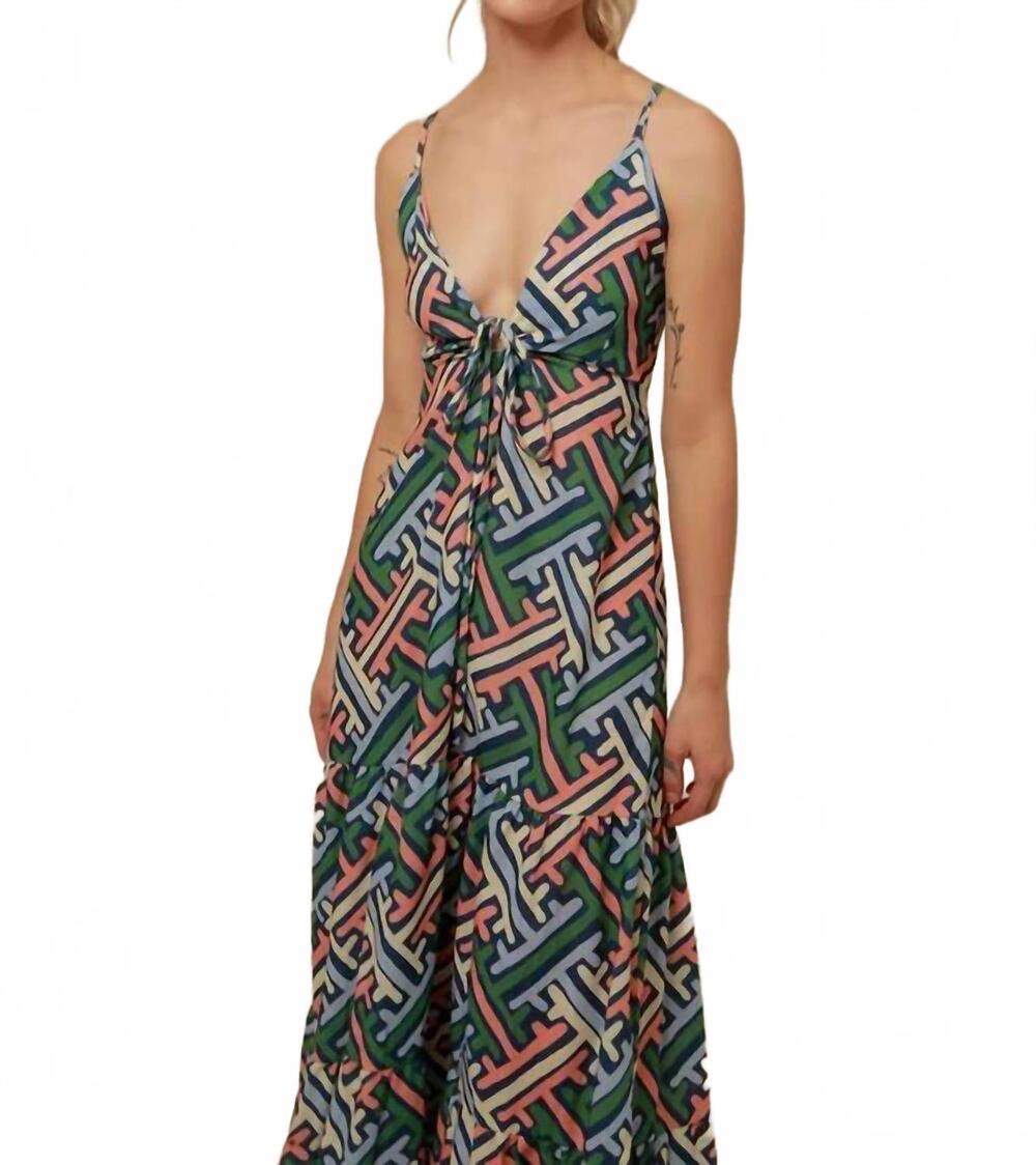 NEW LAVI keyhole v-neck maxi dress in multi